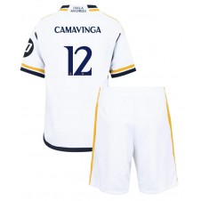 Real Madrid Eduardo Camavinga #12 Hjemmedraktsett Barn 2023-24 Kortermet (+ korte bukser)